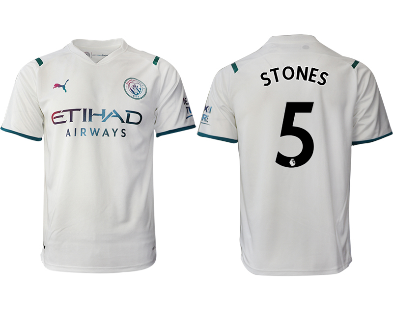 Men 2021-2022 Club Manchester city away aaa version white #5 Soccer Jersey->manchester city jersey->Soccer Club Jersey